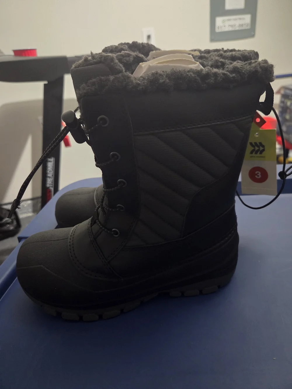all in motion Black Faux-Fur Lined Kids Snow Boots